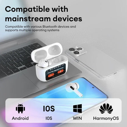 Mobixcart™ A9 Pro White Wireless AirPods | ANC & Display 🎧 - mobixcart